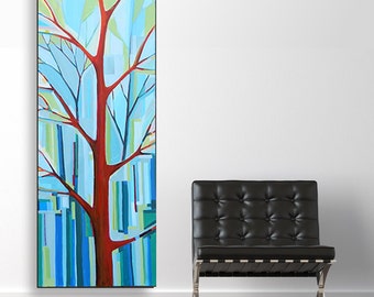 Tree Song no. 21 Billies Blues (20x60) original painting on canvas by Kristi Taylor