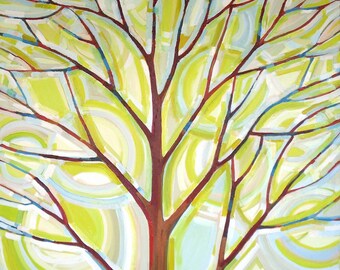 Sunlit Tree no. 13 (36x36) Original painting on canvas by Kristi Taylor