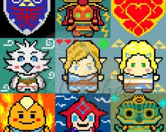 ゼルダの伝説 ティアーズ・オブ・ザ・キングダム かぎ針編みパターン C2C ブランケット クッションカバー