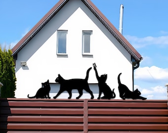 Cat Silhouette Metal Sign, Cat Yard Decor, Cat Metal Stakes, Cat Fence Signs, Gift for Cat Lovers, Garden Cat Metal Sign, Garden Cat Decor