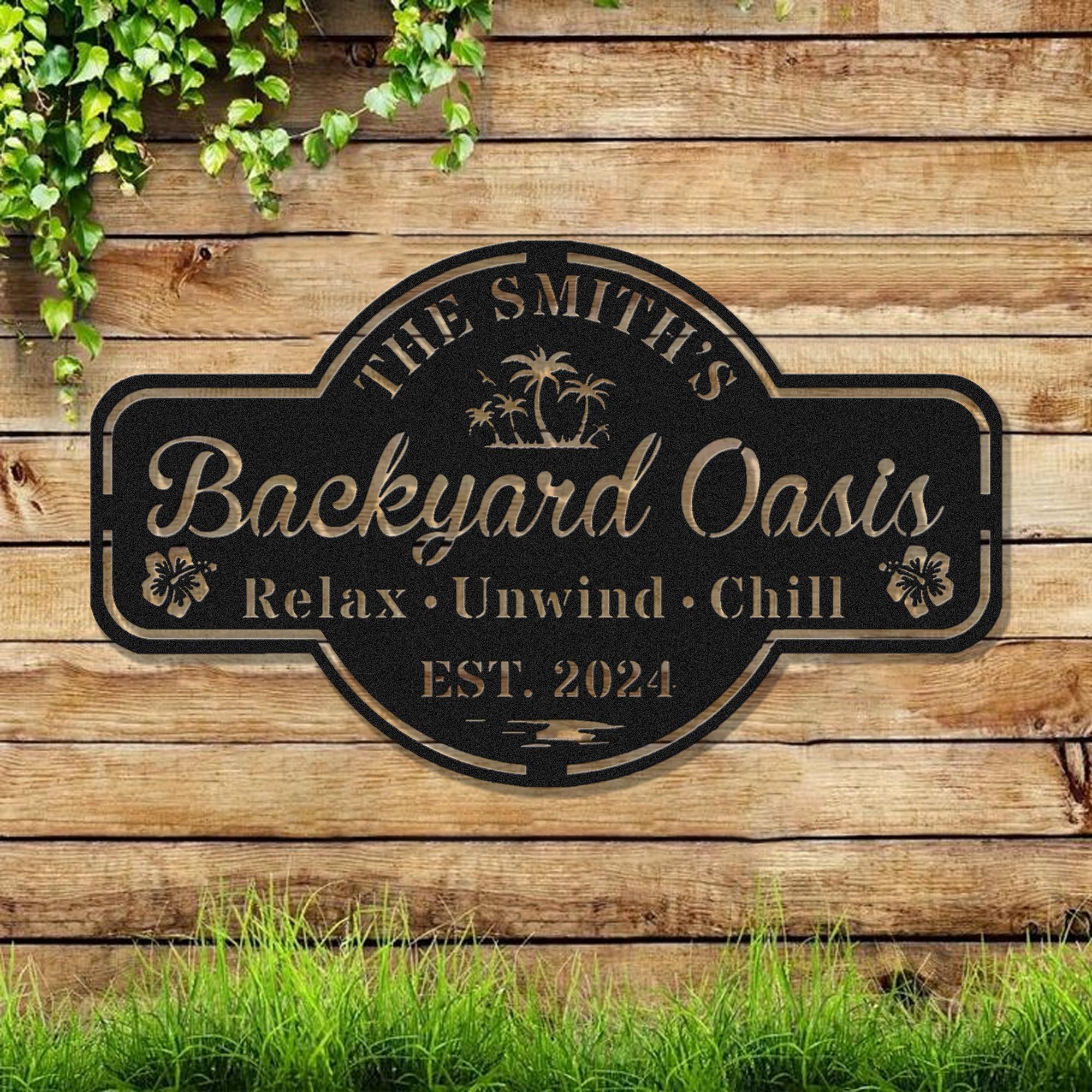 Custom Backyard Pool Metal Sign, Personalized Outdoor Family Pool Sign, Backyard Oasis Sign Patio Decor, Outdoor Wall Art Decor, Pool Oasis