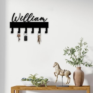 Sleutelhouder aangepaste naam, gepersonaliseerde muurdecoratie familienaam, metalen bord achternaam, traditioneel sleutelrek, cadeau voor familie, housewarmingcadeau