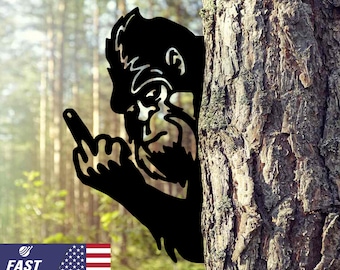 Panneau En Métal Peaking A Boo Flipping Off Big-foot, Décoration Murale