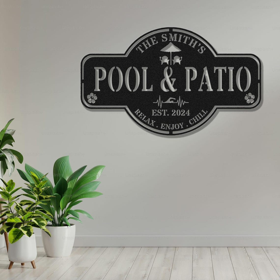 Custom Backyard Pool Metal Sign, Personalized Outdoor Family Pool Sign ...