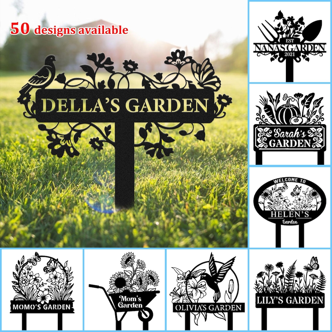 Custom Garden Metal Sign, Personalized Bird With Flower Garden Stake ...