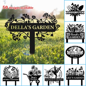 Custom Garden Metal Sign, Personalized Bird with Flower Garden Stake, Garden Decor, Gardener Name Sign, Mom Garden Sign, Outdoor Yard Art