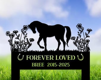 Custom Horse Memorial Metal Sign, Personalized Horse with Name Garden Stake, Horse Grave Markers Sign, Pet Loss Gift, Gift for Horse Lovers