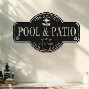 Custom Backyard Pool Metal Sign, Personalized Outdoor Family Pool Sign, Backyard Oasis Sign Patio Decor, Outdoor Wall Art Decor, Pool Oasis