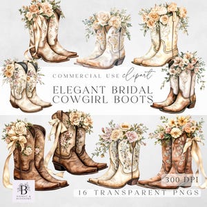 Aquarel cowgirl laarzen clipart - elegante bruids cowgirl laarzen - sublimatie - digitale download - perfect voor ambachten - commercieel gebruik