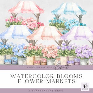Blumenmarkt Png - Aquarell blüht Blumenmarkt Clipart - Sofortiger Download - Frühlingsblumen Clipart - Kommerzielle Nutzung - Digitaler Download