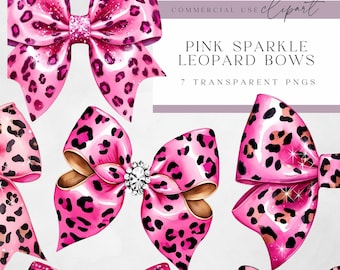 Leopard Coquette Bow Png - Glittery Pink Bow PNG - Coquette Sublimation - Digital Download - Perfect for Crafts and Designs - Commercial Use