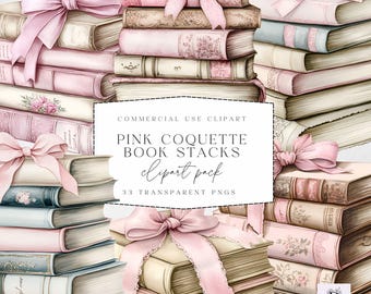 Boeken en strikken clipart-boekenliefhebber clipart-roze coquette boog boek stapels-transparante PNG voor commercieel gebruik-hoge kwaliteit-lezing