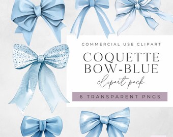 Watercolor Blue Bow Clipart Download - Coquette Blue Bow Clipart - Light Blue Bows - Baby Blue Bow Clipart - PNG - Transparent Background