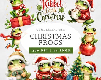 Doodle Frogs Winter Clip Art - Cute Commercial Use Winter Themed Frog ...