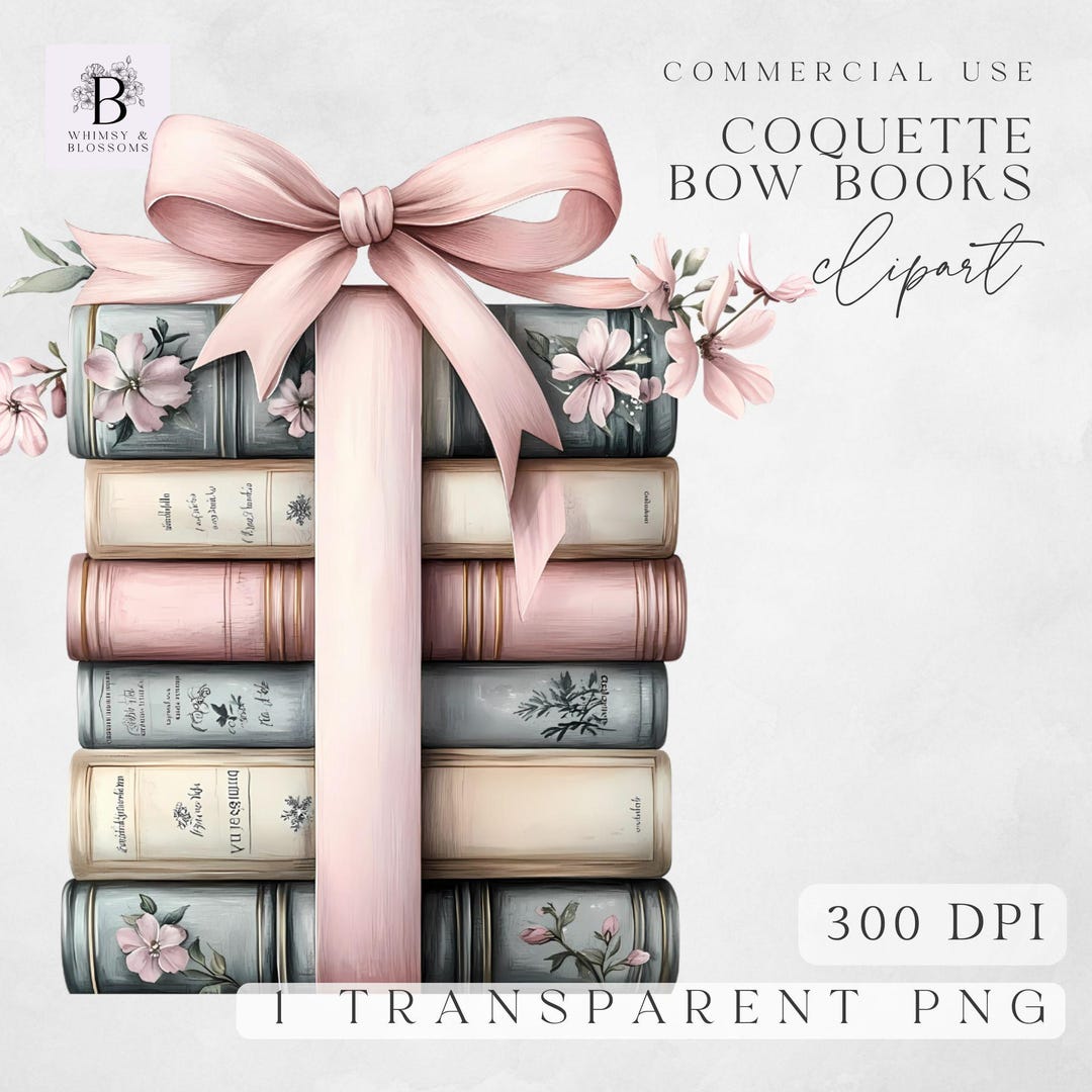 Books With Bow Png - Coquette Bookish Aesthetic - Digital Downloads for ...