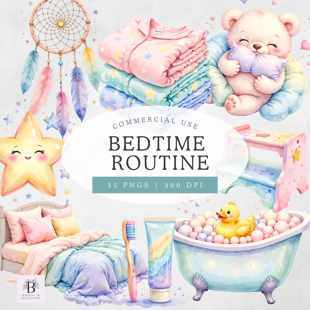Bedtime Routine Clipart, Kids Daily Activities, Visual Schedule PNG ...