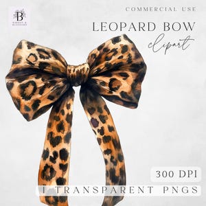 Lazo de leopardo (imágenes prediseñadas) - Lazo de coqueta con estampado de leopardo - Diseños de cinta - Para uso comercial - Descarga instantánea - PNG