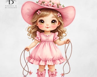 Pink Cowgirl Clipart- Country Girl PNG, Digital Download for Crafts, Sublimation Art