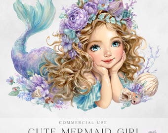 Pastel zeemeermin clipart - schattige zeemeermin meisje clipart-transparante PNG voor commercieel gebruik - hoge kwaliteit - directe download - Under the Sea