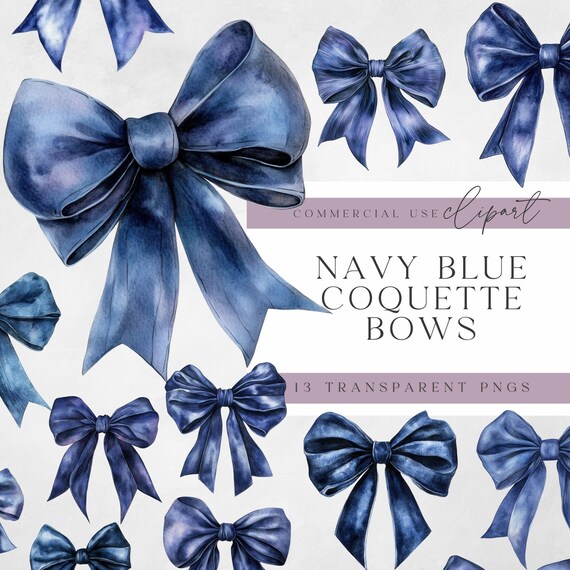 Navy Blue Bow Png - Coquette Navy Blue Bow Clipart - Girly Bows - Navy Bow Clipart - PNG - Transparent Background - 13 Clipart Graphics