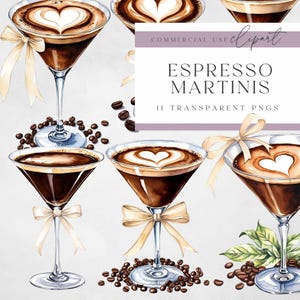 Espresso Martini Clipart - Signature Drink Illustration- Transparent PNG for Commercial Use - High Quality - Instant Download - Coffee Art