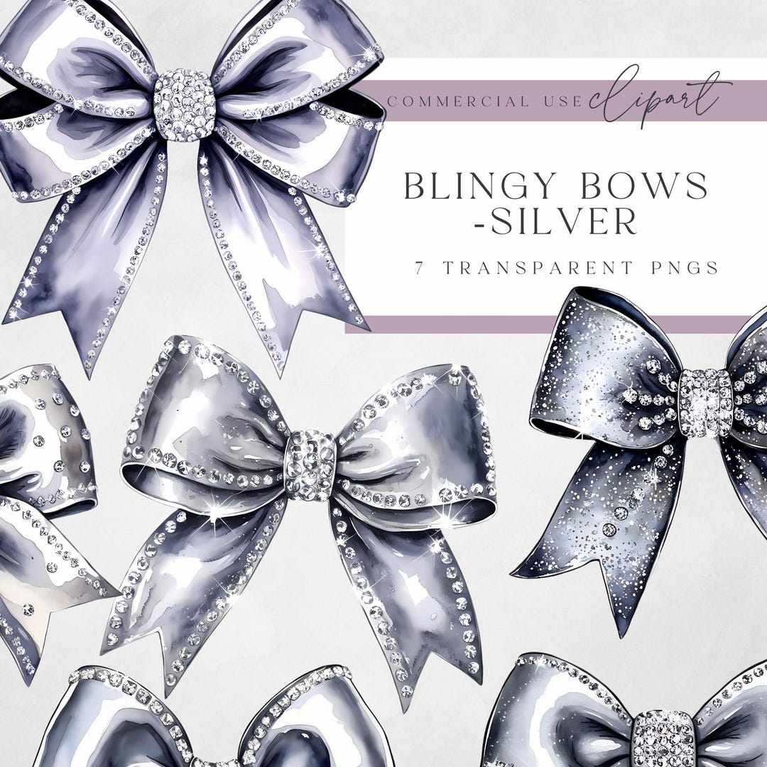Silver Glitter Bow Png - Glittery Silver Bow PNG - Coquette Sublimation ...