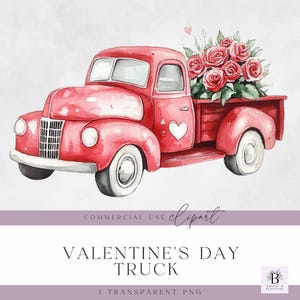 Valentine Truck Clipart - Vintage Valentine Truck Clipart - Red and Pink Designs  - for Commercial Use - Instant Download - High Quality PNG