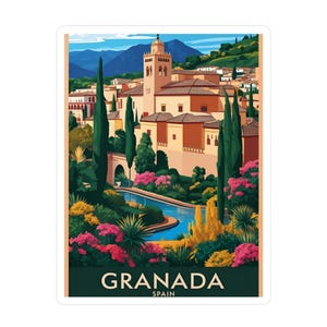 Adesivo Granada, Spagna - Forniture per planner, quaderno da viaggio, accessori per laptop da viaggio, valigia da viaggio