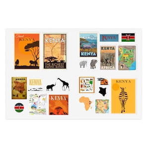 Kenya Travel Destination Sticker Sheets