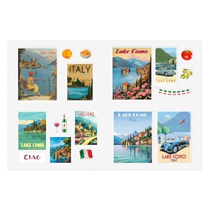 Lake Como Italy Travel Destination Sticker Sheets