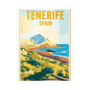 Tenerife Spain Travel Destination Sticker - Planner Supplies, Traveler Notebook, Travel Laptop Accessories, Travel Suitcase