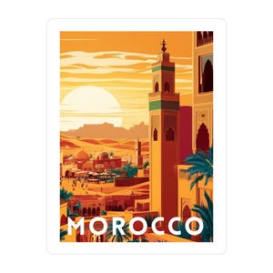 Adesivo per destinazione di viaggio in Marocco - Forniture per pianificatori, quaderno da viaggio, accessori per laptop da viaggio, valigia da viaggio, singolo