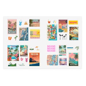 Miami Florida Travel Destination Sticker Sheets