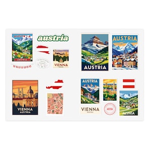 Vienna Austria Travel Destination Sticker Sheets - Planner Supplies, Traveler Notebook, Travel Laptop Accessories, Travel Suitcase