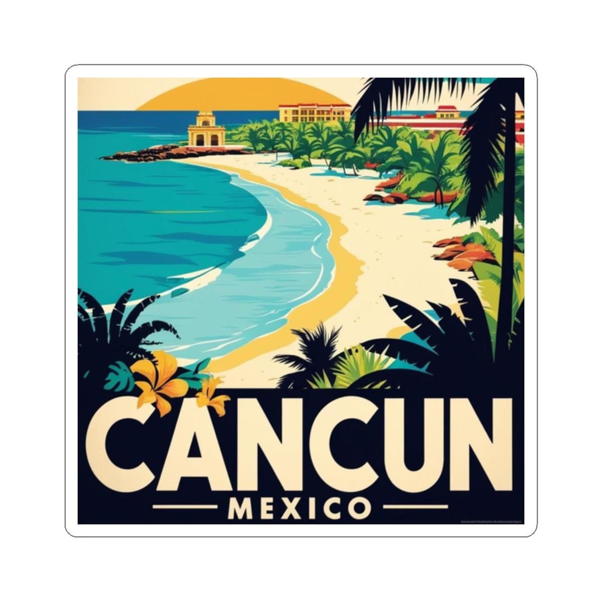 Cancun Mexico Travel Destination Sticker - Planner Supplies, Traveler Notebook, Travel Laptop Accessories, Travel Suitcase