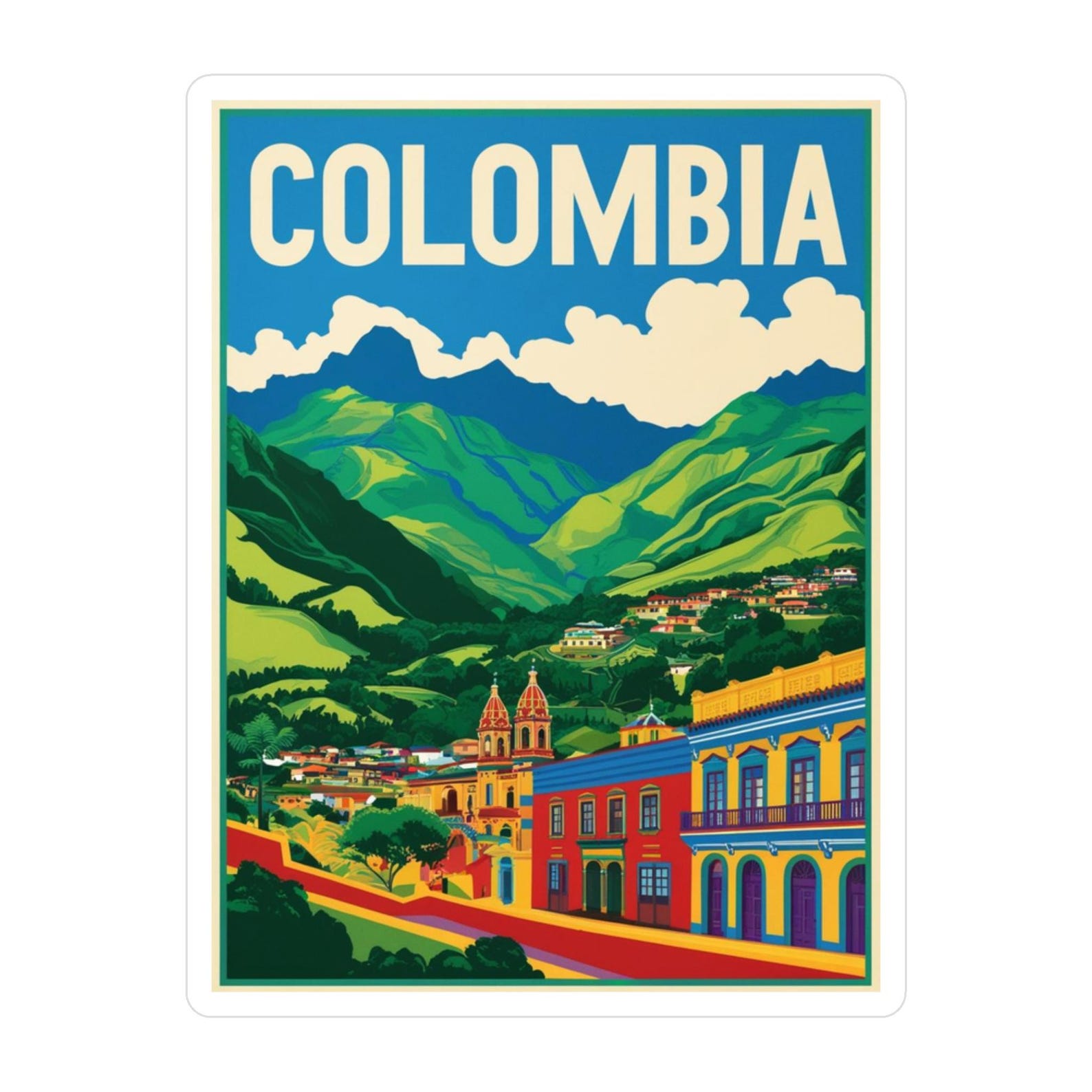 Colombia Travel Sticker - Planner Supplies, Traveler Notebook, Travel ...