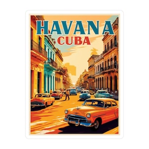 Havana Cuba Travel Sticker - Planner Supplies, Traveler Notebook, Travel Laptop Accessories, Travel Suitcase, Single