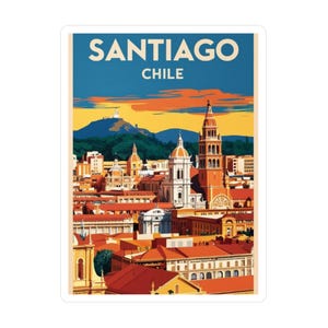 Santiago Chile Travel Sticker - Planner Supplies, Traveler Notebook, Travel Laptop Accessories, Travel Suitcase