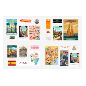 Barcelona Spain Travel Destination Sticker Sheets