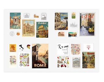 A5 Sticker Sheet Rome Landmarks Vinyl Stickers - Roma Italy Italian Art ...