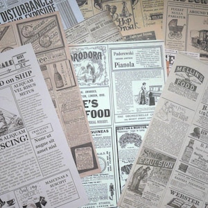 Pacote com 15 pedaços de papel de jornal, jornais envelhecidos, páginas de livros aleatórias, folhas de scrapbooking