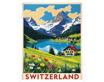 Switzerland Travel Sticker - Planner Supplies, Traveler Notebook, Travel Laptop Accessories, Travel Suitcase, Single