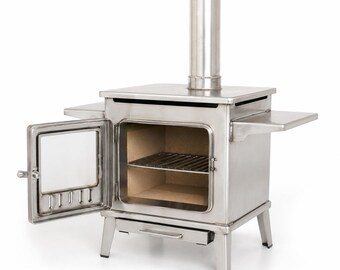 Roestvrijstalen mini-houtkachel, draagbare campingkachel met schoorsteenpijp, buitententkachel, kleine houtkachel voor koken op de camping