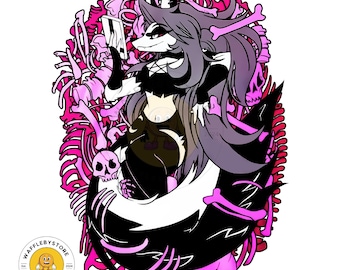 Gothic Demon Girl Reading PNG