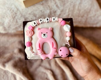 Schnullerkette Mit Namen Junge Hase Geschenk Geburt Babyparty Taufe Geschenkidee