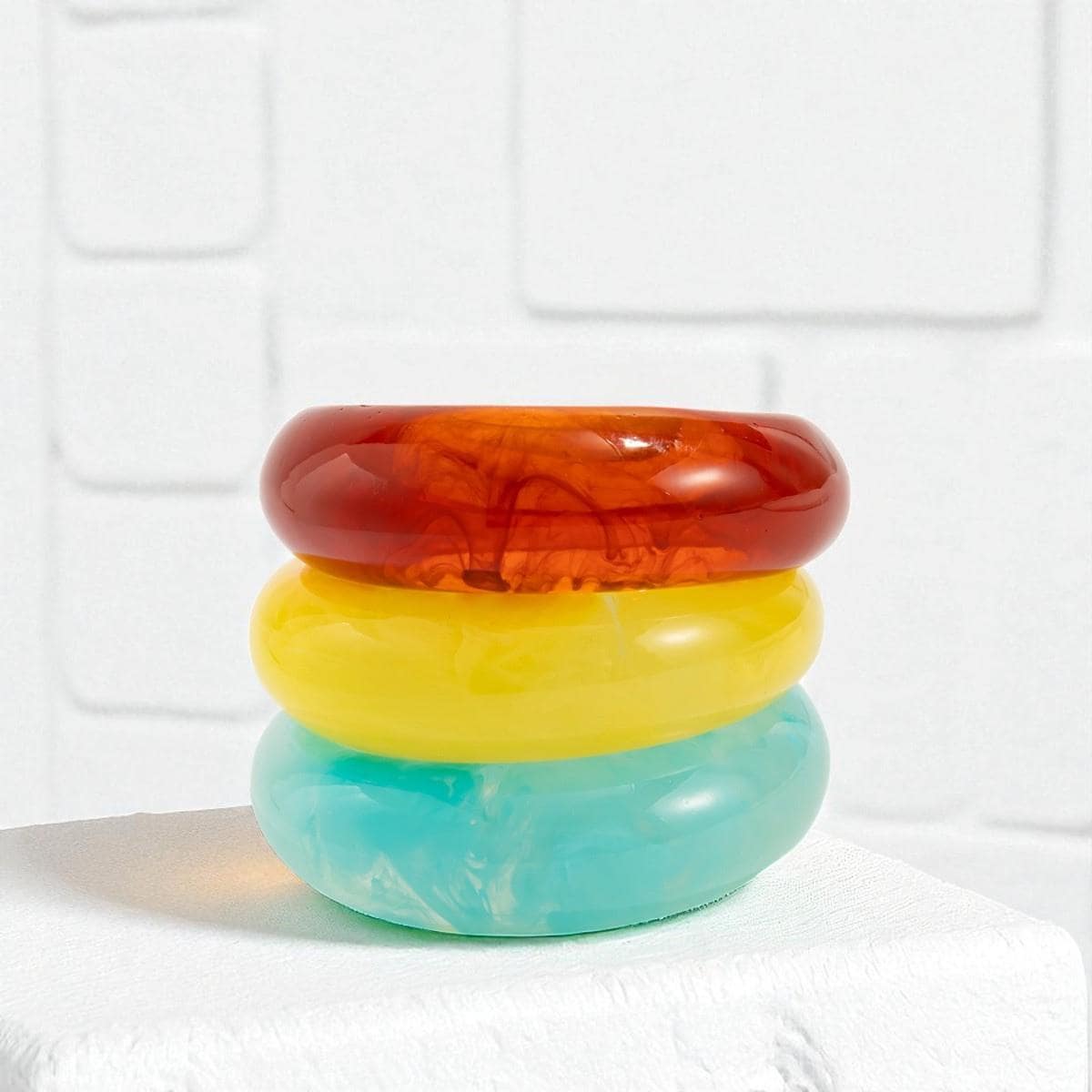 Chunky Acrylic Resin Bangle Bracelet: Retro Y2K Summer Cuff