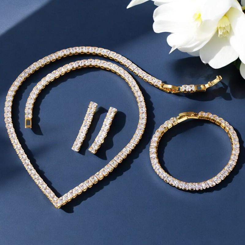 Rose Gold Cubic Zirconia Jewelry Set For Women - Necklace, Ring, Earrings, Bracelet, Gift Set
