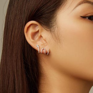Sterling Silver Snake Earrings: Zircon Stud Huggie Jewelry