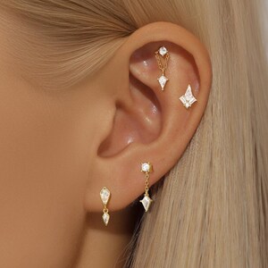 Flat Back Cartilage Stud Earring – 925 Sterling Silver Helix Tragus Piercing – Hypoallergenic Earring for Women – Dainty Minimalist Jewelry