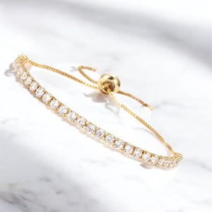 Adjustable Moissanite Tennis Bracelet: 925 Sterling Silver, D Color VVS1